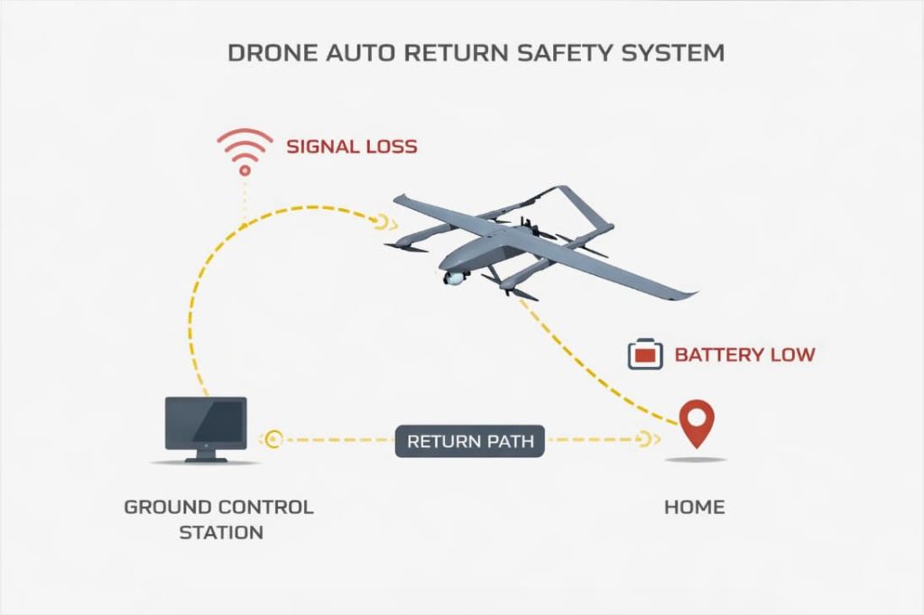 5H hybrid VTOL fixed wing UAV with safety features