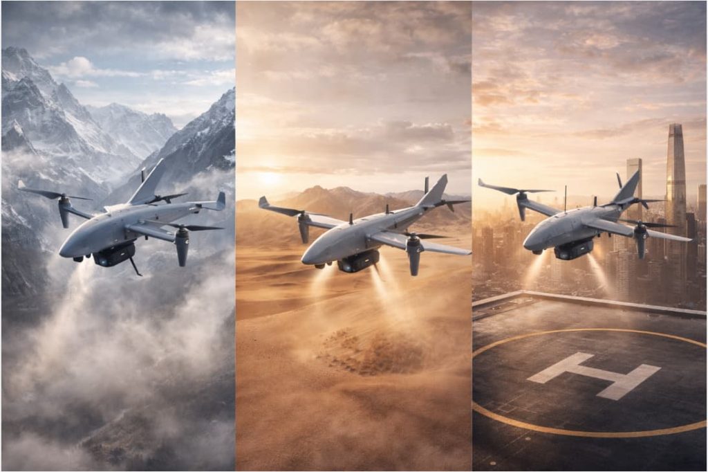 MIFH0007 fixed wing VTOL UAV can take off and land vertically