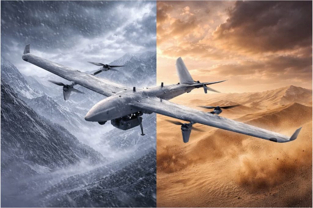 MIFH0007 fixed wing VTOL UAV works in tough environments