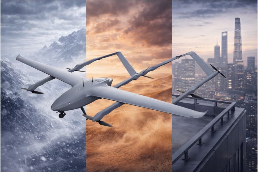 MIFH0009 electric fixed-wing VTOL UAV launches anywhere anytime